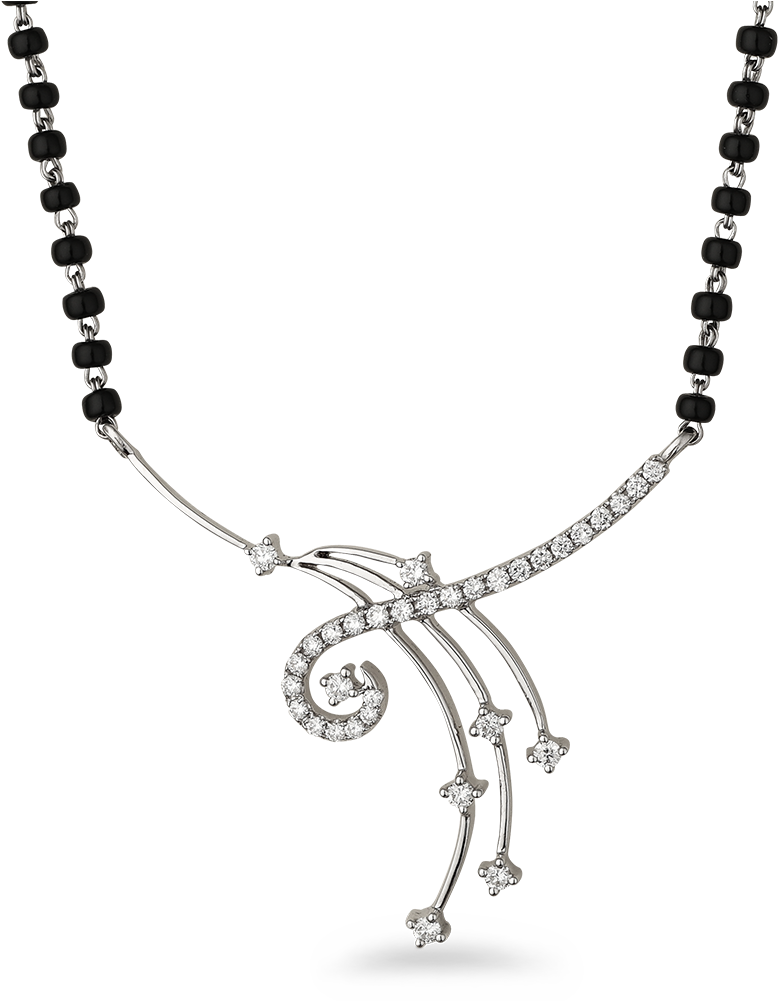 18ct White Gold Diamond Mangalsutra - Palak Designer Diamond Jewellery (1000x1000), Png Download
