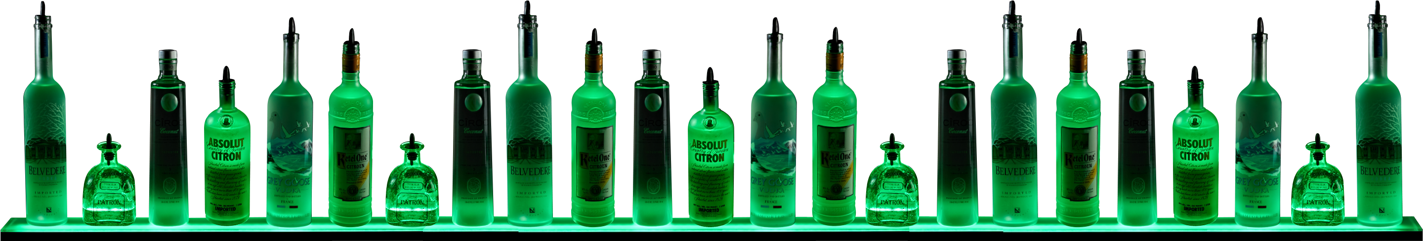 Cropped 6ft Green Light Shelf White Background - Drink Shelf Png (3024x720), Png Download