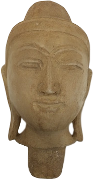 Burmese Marble Buddha Head - Bronze Sculpture (360x480), Png Download