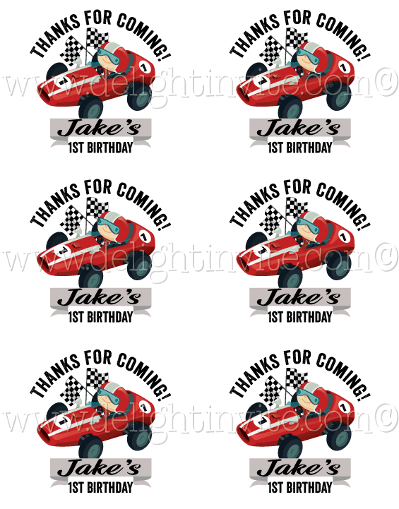 Race Car Clipart 1st Birthday - Race Car Birthday Party Tags (614x794), Png Download
