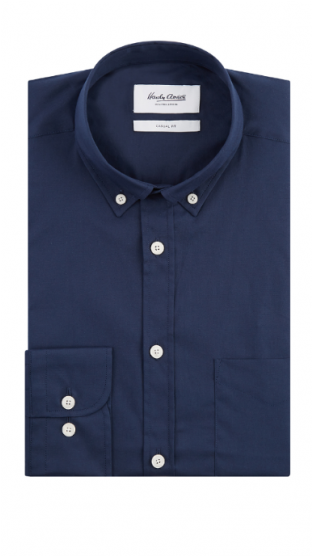 Hardy Amies Casual Navy Poplin Shirt Casual Navy Poplin - Shirt (400x555), Png Download