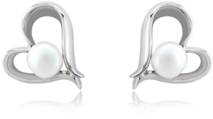 Lady's Sterling Silver Earrings - Heart (500x500), Png Download
