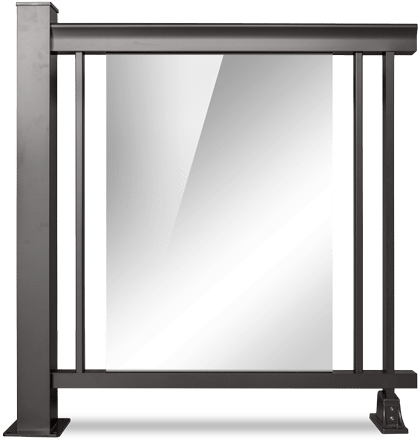 Argo - Black Aluminum Glass Railing (500x504), Png Download