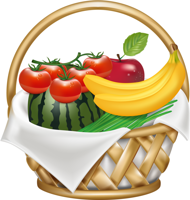 Fruit Basket - Fruit Basket Vector Png (773x800), Png Download