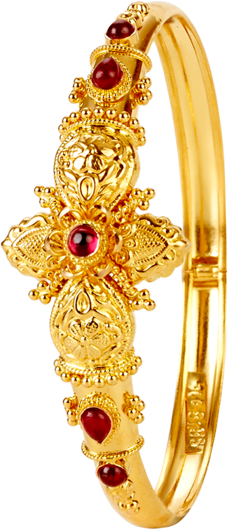 White Stones Gold Bangle - Lalithaa Jewellery (1200x1200), Png Download