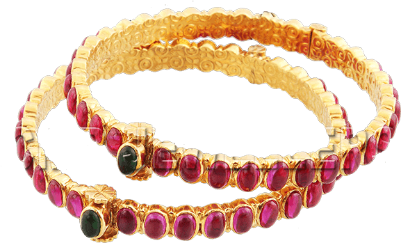 Alluring Kempu Stone Gold Bangle - Hyderabad (600x600), Png Download