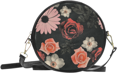 Flowers, Floral, Pink, Black Round Sling Bag - Miraculous Ladybug Marinette Bag (500x500), Png Download