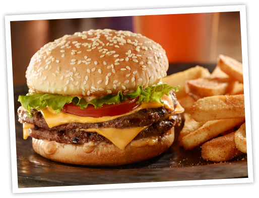 Red's Tavern Double® Two Classic Sized Patties Of Fire - Burger And Fries Red Robin (514x394), Png Download
