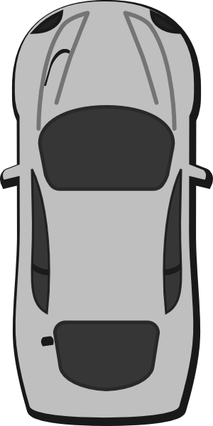 Car Top View Clipart Black And White (300x600), Png Download