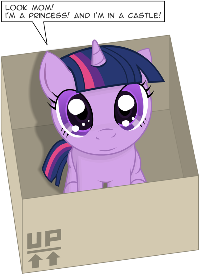 Negasun, Box, Cardboard Box, Cute, Dialogue, Filly, - Twilight Sparkle Kid (804x1024), Png Download
