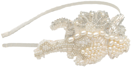 Ivory, Cream And Silver Beaded Hair Band In A Stunning - Pearl (498x498), Png Download