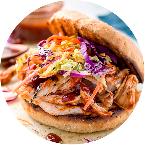 Pulled Chiken Sandwich - Fast Food (500x500), Png Download