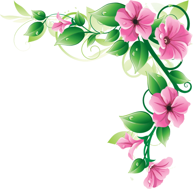 Free Flower Border Png Clip Art On - Flower Border Clipart Png (640x628), Png Download