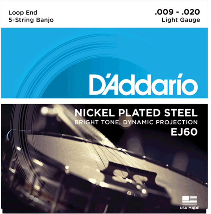 D'addario Ej60 Nickel 5-string Banjo Strings - D'addario Ej60 5 String Banjo Strings Nickel 9-20 (1000x1000), Png Download