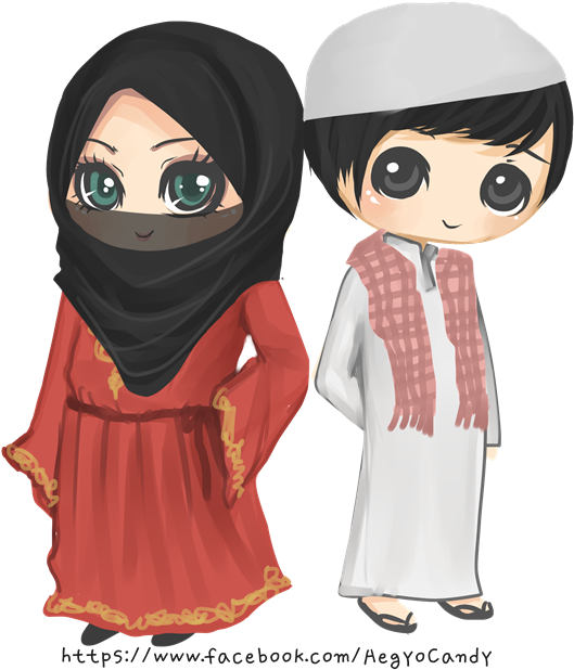 Bride Clipart Islamic - Anime Muslimah Wedding Png (556x640), Png Download