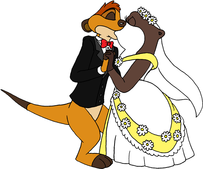 Timon And Marlene Wedding Kiss By Lionkingrulez-d535b6q - Lion King Timon Kiss (725x612), Png Download