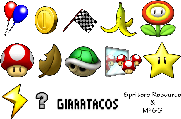 Race Icons - Super Mario Kart Icons (632x422), Png Download