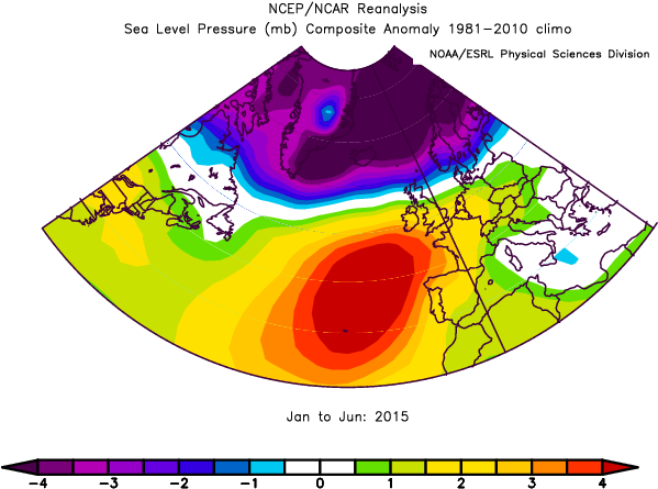 Pressure Anomaly In Mb For The Period January - Ncep/ncar Reanalysis (616x462), Png Download