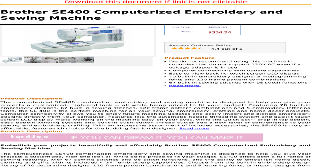 Brother Se400 Computerized Embroidery And Sewing Machine - Yacht (1200x630), Png Download