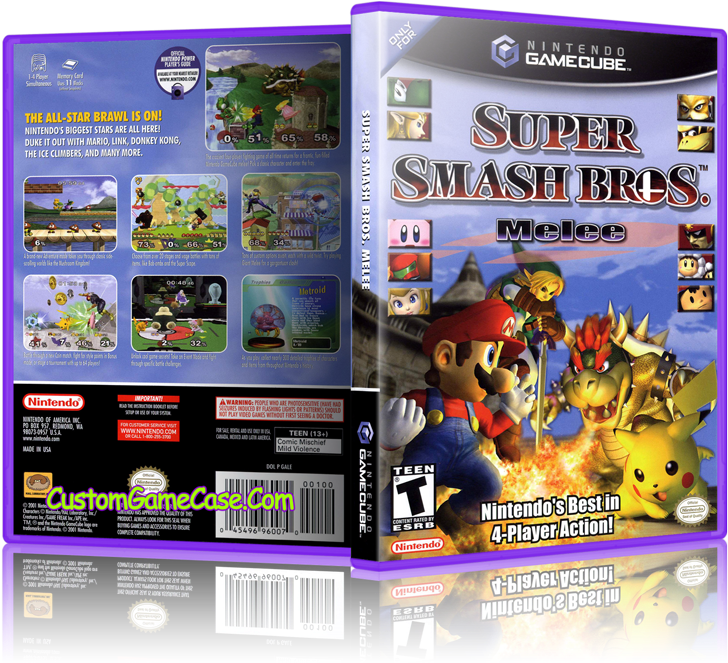 Super Smash Bros Melee Front Cover Case - Nintendo Super Smash Bros Melee (800x685), Png Download