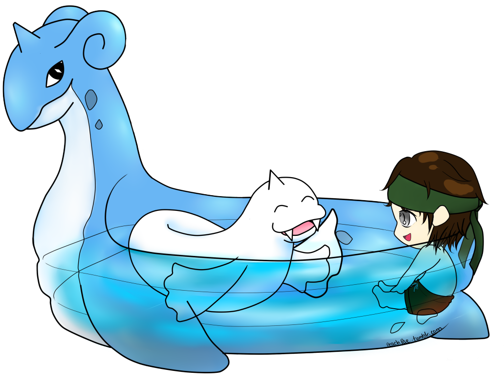 “ Snake And His Dewgong In A Lapras Inflatable Pool - Cartoon (1280x960), Png Download