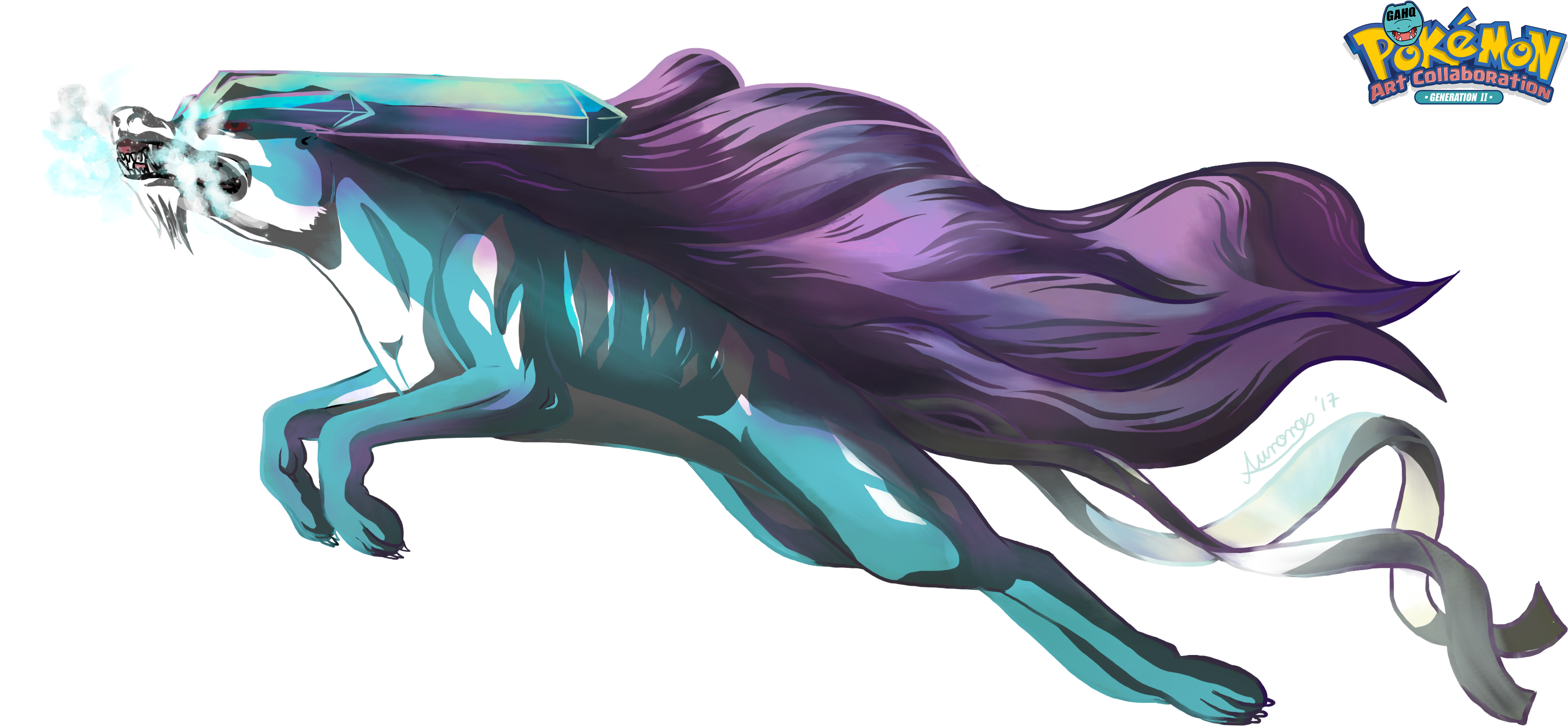 Suicune Used Ice Fang By Dragonchildx - Next Stage Of Noctowl (3496x1728), Png Download