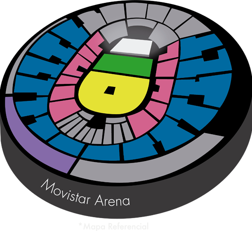 Mapa Movistar Arena Concierto Romeo Santos - Movistar Arena Bad Bunny (507x465), Png Download