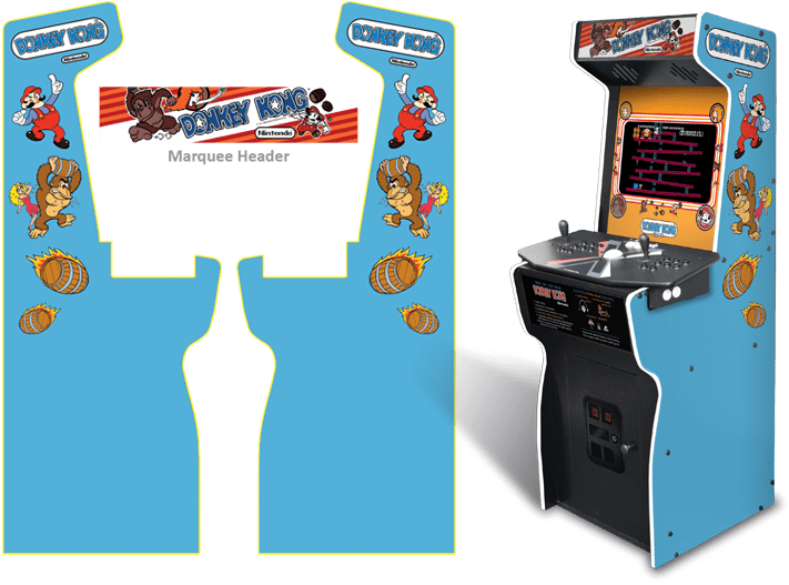 Custom Permanent Full Size Donkey Kong Inspired Graphics - Donkey Kong Arcade Red Cabinet (800x552), Png Download