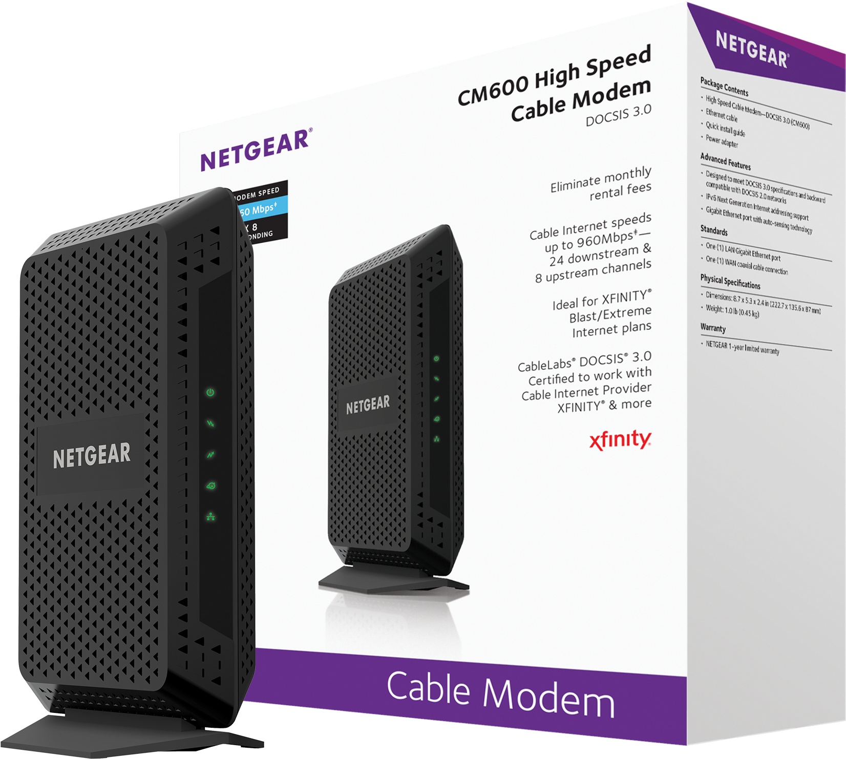 Netgear Cm600 Docsis - Netgear Cm600 Docsis 3.0 High Speed Cable Modem (2642x1689), Png Download