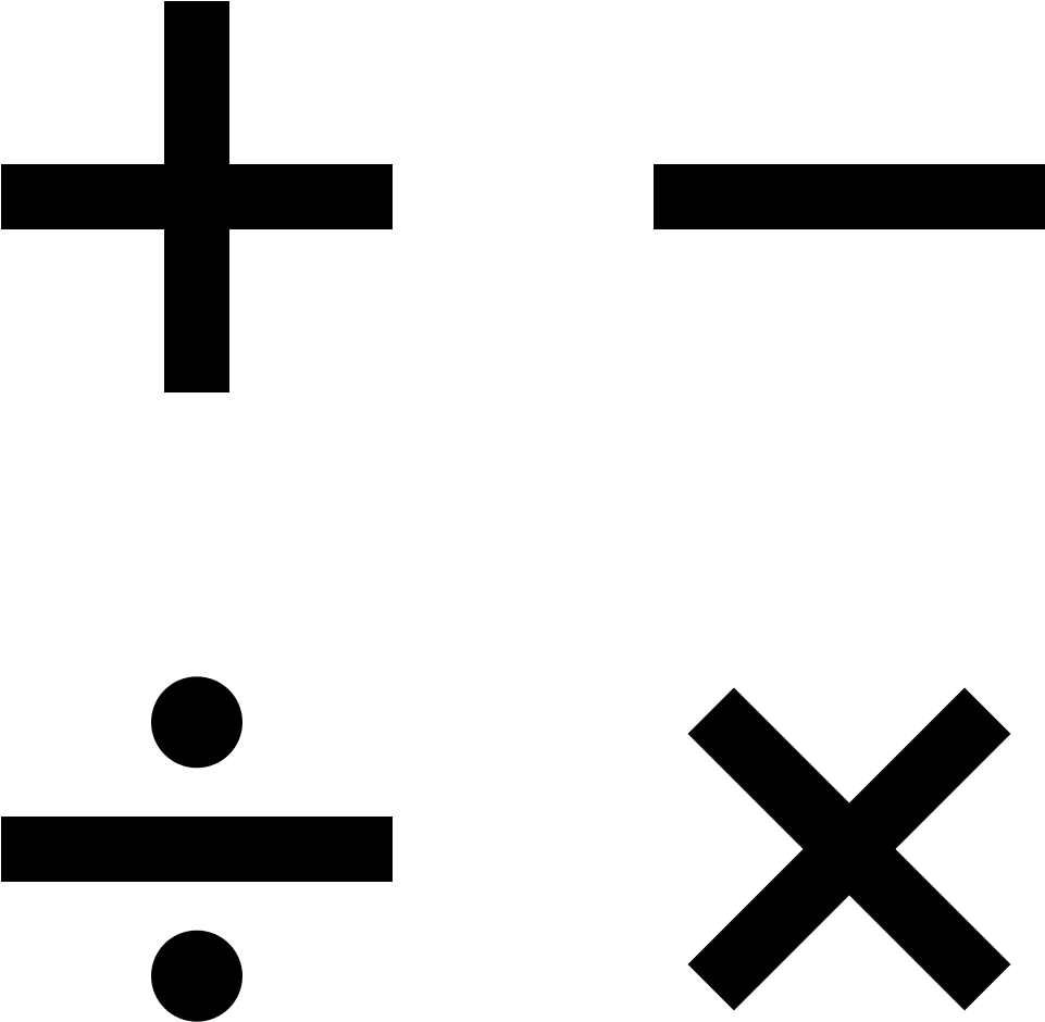 Addition Subtraction Multiplication Division Symbols (1200x1200), Png Download