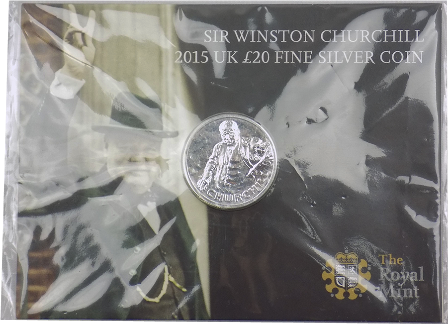 Pre-owned 2015 Sir Winston Churchill Silver £20 Coin - Dime (900x900), Png Download