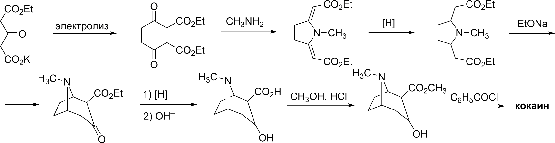 Cocaine Synthesis Willstatter - Формула Кокаина (2292x609), Png Download