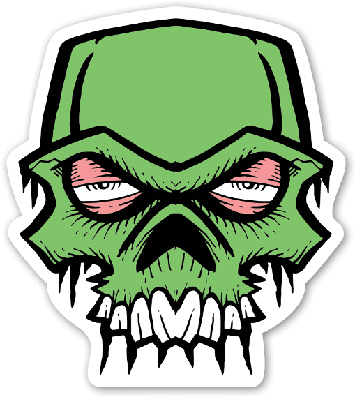 Green Skull Sticker - Sticker (536x600), Png Download