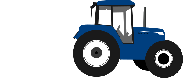 Small - Clip Art Tractor Blue (600x257), Png Download