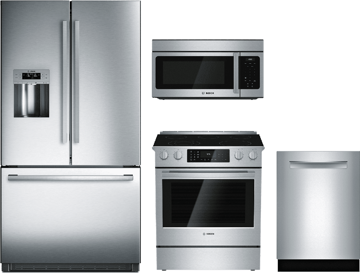 Bosch 800 Series 4 Piece Kitchen Package Stainless - Bosch 800 Series 26 Cu. Ft. French-door Refrigerator (1280x1280), Png Download