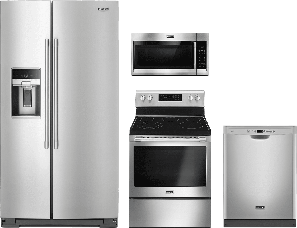 Maytag® 4 Piece Kitchen Package Fingerprint Resistant - Maytag Ymer6600fz Cuisinière, Cuisinière Électrique, (1280x1280), Png Download