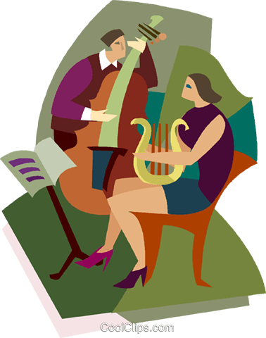 Two People Playing Musical Instruments Royalty Free - Illustration (378x480), Png Download