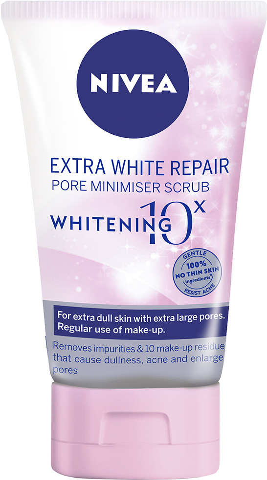 Gently Exfoliates Dull Skin For Visibly Radiant, Dewy - Nivea Extra White Repair Pore Minimiser Foam (1010x1180), Png Download