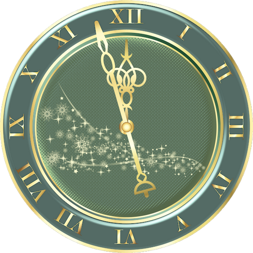 Horloge Png, Minuit - Christmas And New Year (500x500), Png Download