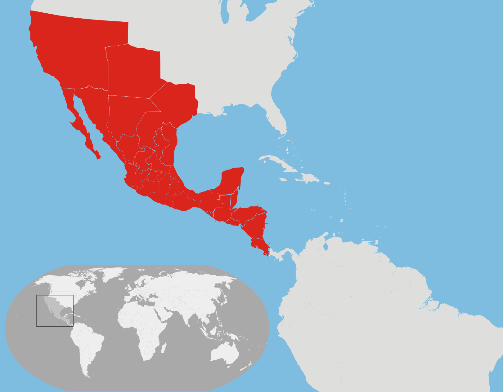 Location Mexican Empire - Mexican Empire At Its Height (1621x1265), Png Download