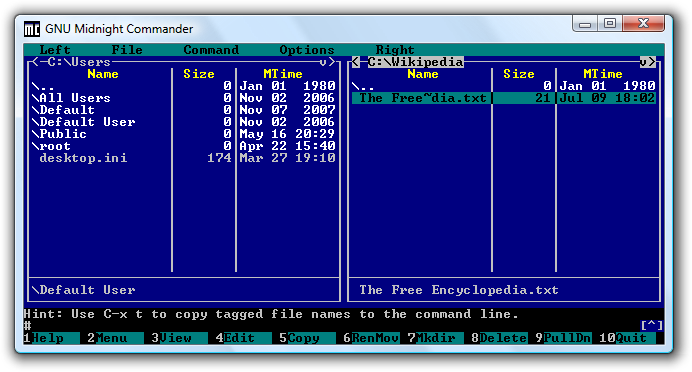 Gnu Midnight Commander - Box Drawing Characters In Windows (692x372), Png Download