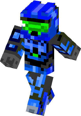 Blue Master Chief Green Visor Skin - Minecraft (317x453), Png Download