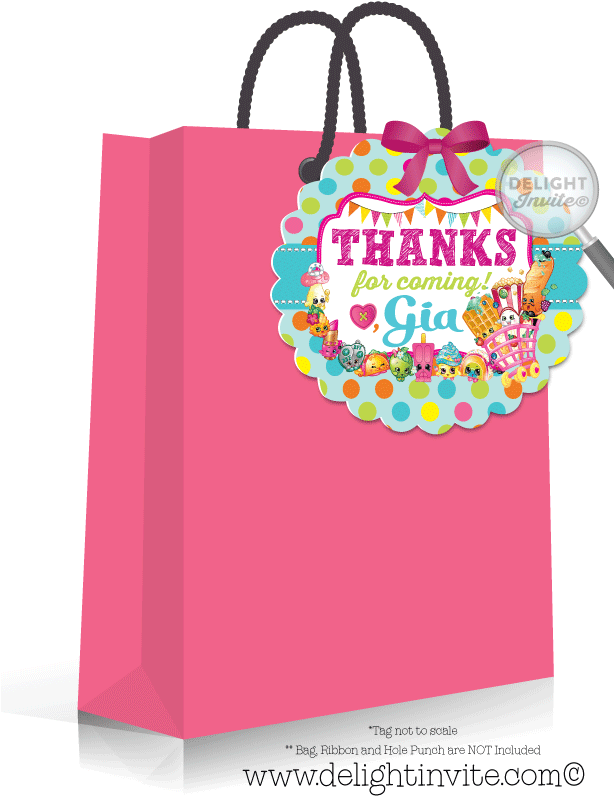 Shopkins Favor Tags - 40th Birthday Black Thank You Tag (613x822), Png Download