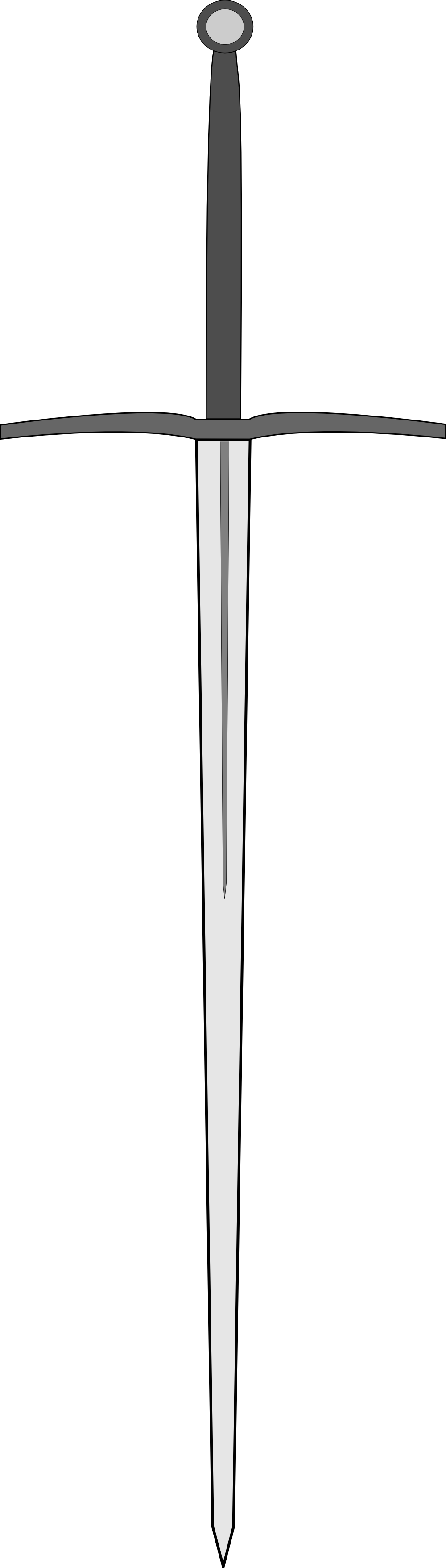 Handed Sword Clipart - Two Handed Sword Drawing (1000x3513), Png Download