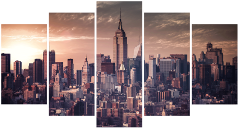 New York City Skyline 5 Piece Canvas - Interstellar Canvas (480x480), Png Download