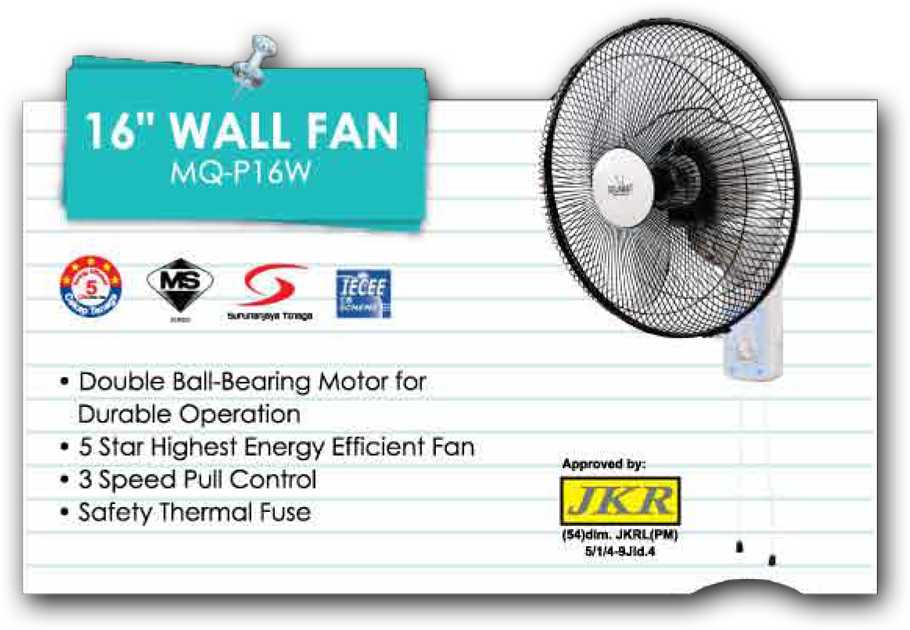 16" Wall Fan Mq-p16w - Mechanical Fan (910x630), Png Download