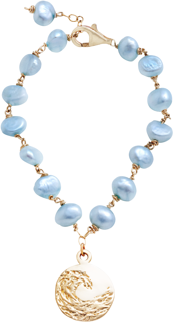 14k Gold Circle On A Pearl Bracelet - Archive (1200x1200), Png Download