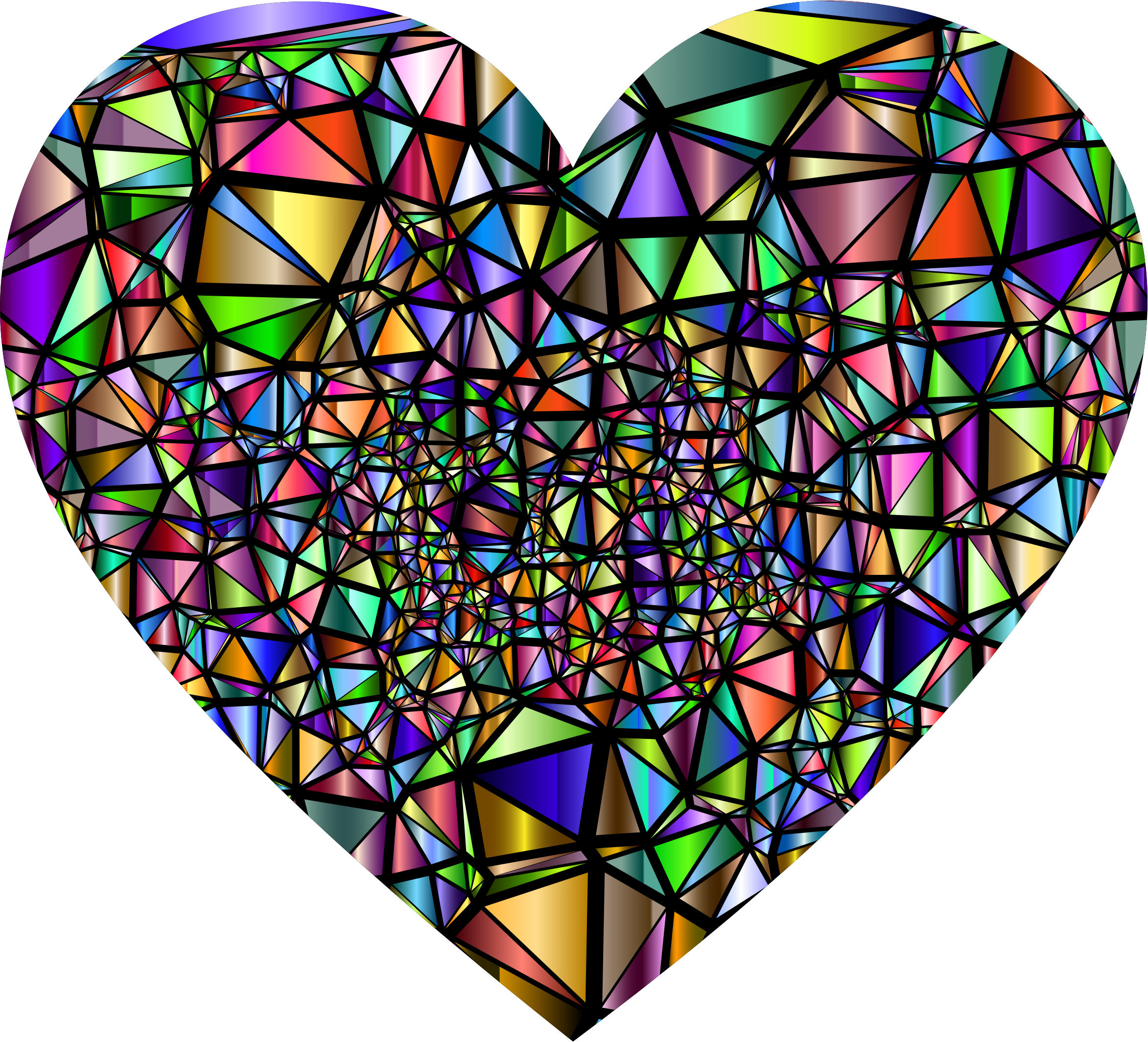 Low Poly Shattered Chromatic Heart With Background - Shattered Glass Heart Png (2345x2128), Png Download