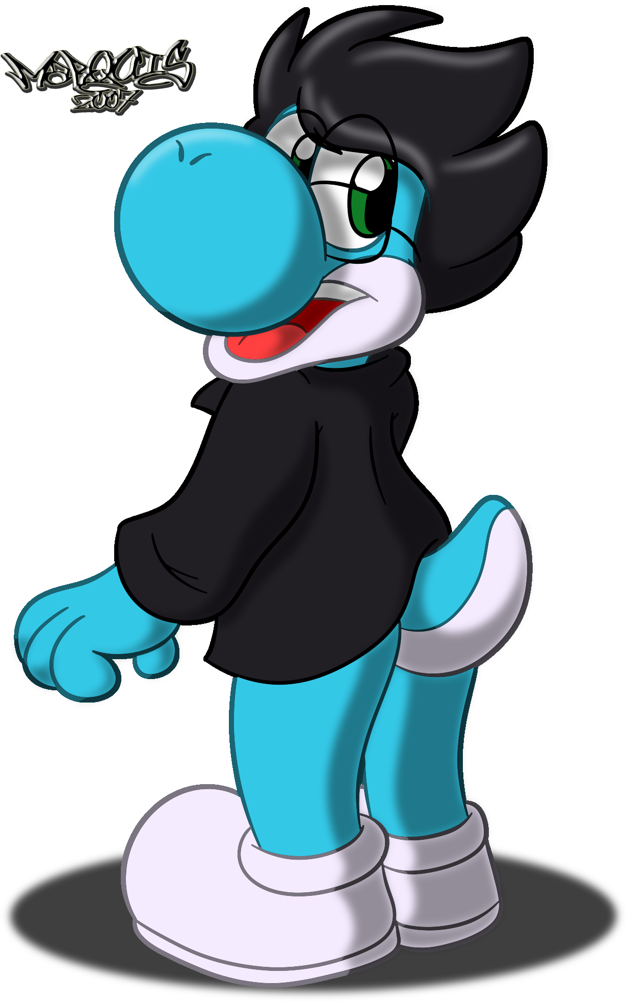 Stylish Yoshi - Cartoon (1230x1964), Png Download