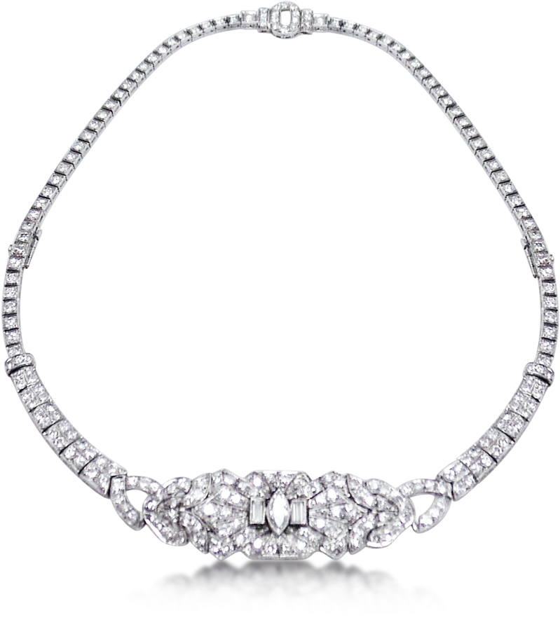 D2534 Son Art Deco Platinum & Diamond Choker Necklace - Platinum Necklace Png (1000x1000), Png Download